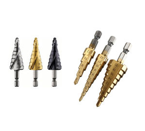 uxcell Titanium Step Drill Bit 3/16-1/2 inches 1/4-3/4 inches 1/8-1/2 inches 2 Flutes Hex Shank for Metal Wood Plastic High Speed Steel 3pcs 